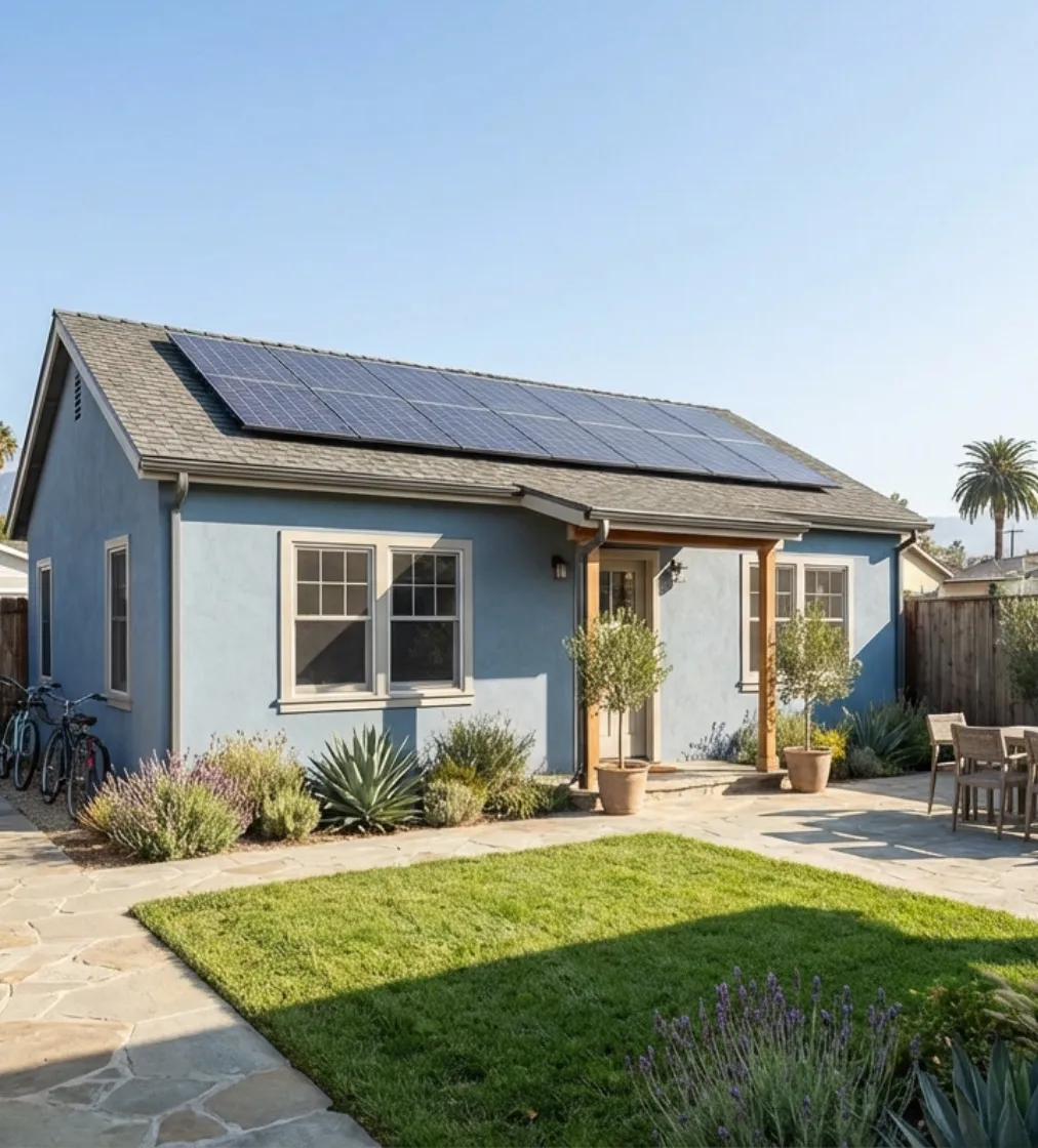 Attached ADU in Los Angeles with front porch and traditional backyard